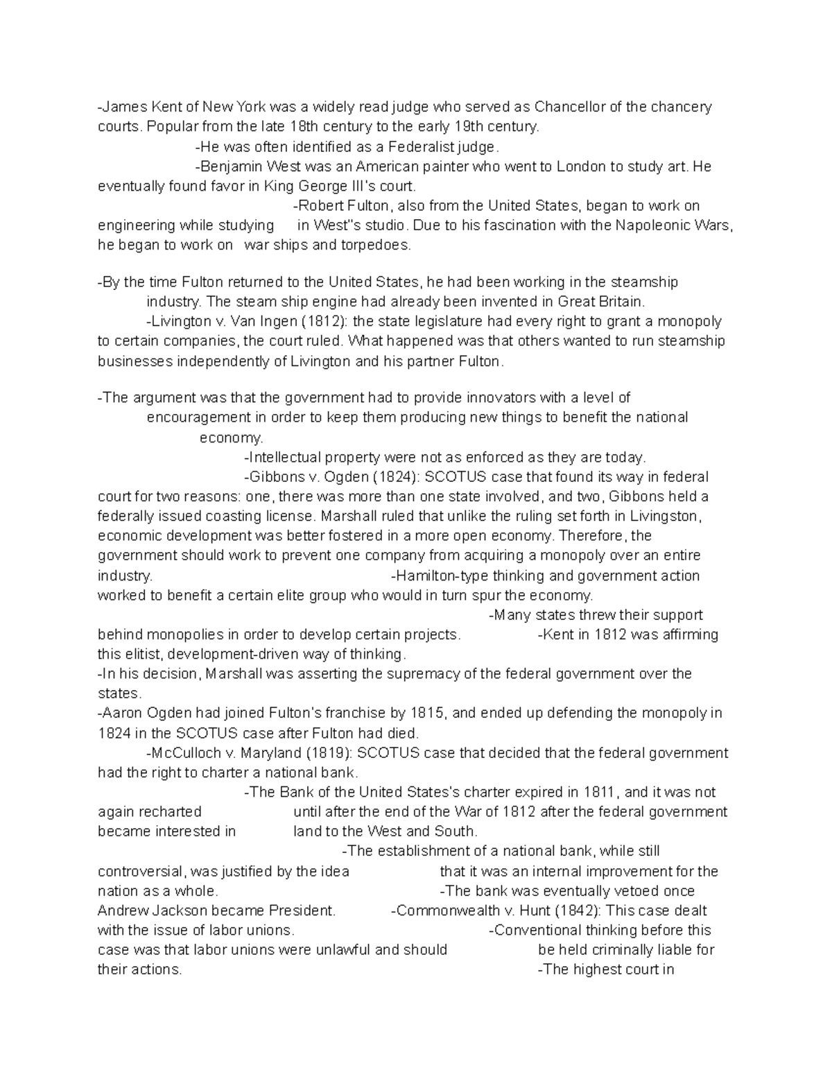 American Legal History HIS3725 James Kent of New York was a widely read judge who served as