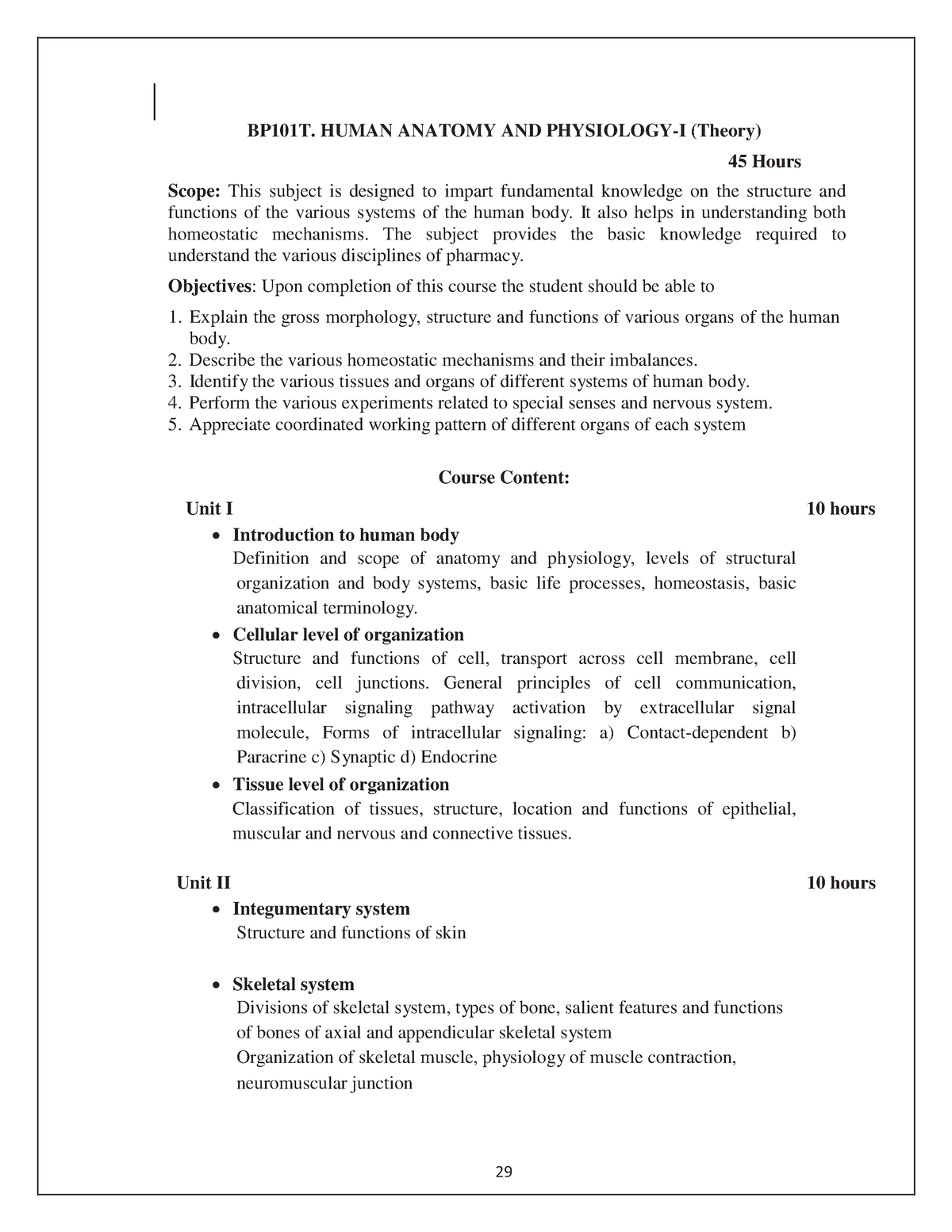 Pharmacy-B-Pharm Syllabussem I 17 - BP101T. HUMAN ANATOMY AND ...