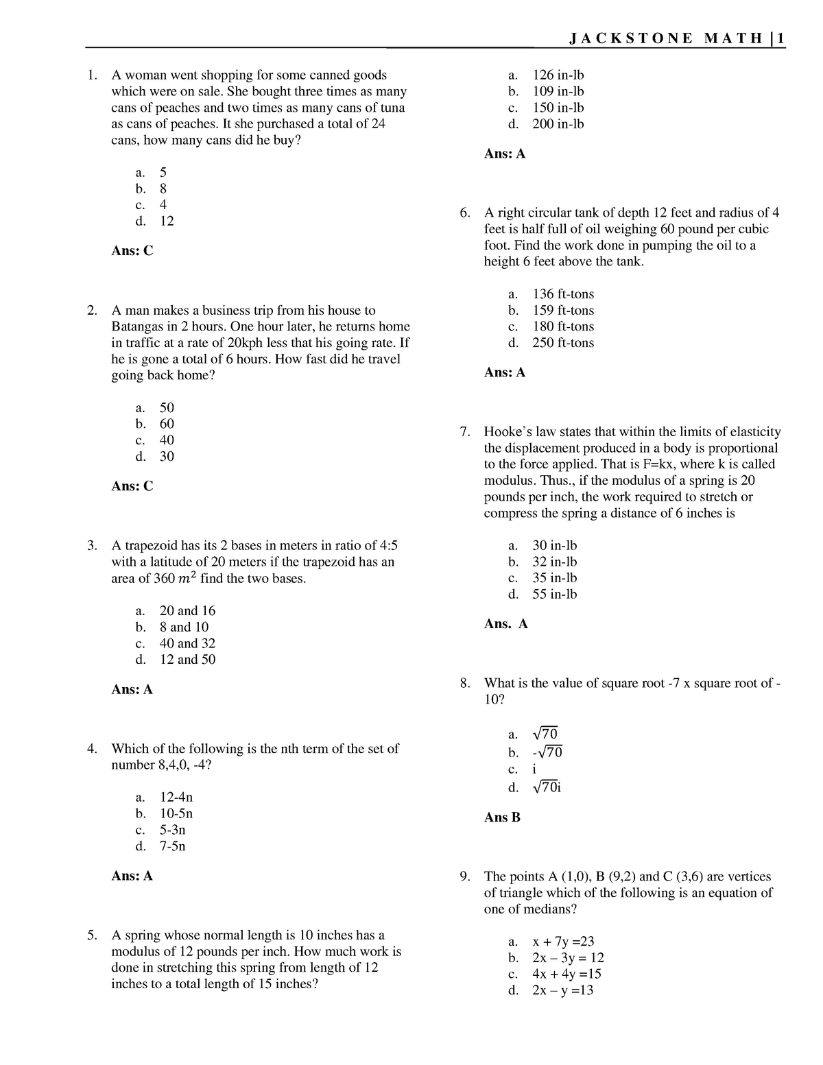 Games Math - Math Problems - A woman went shopping for some canned ...