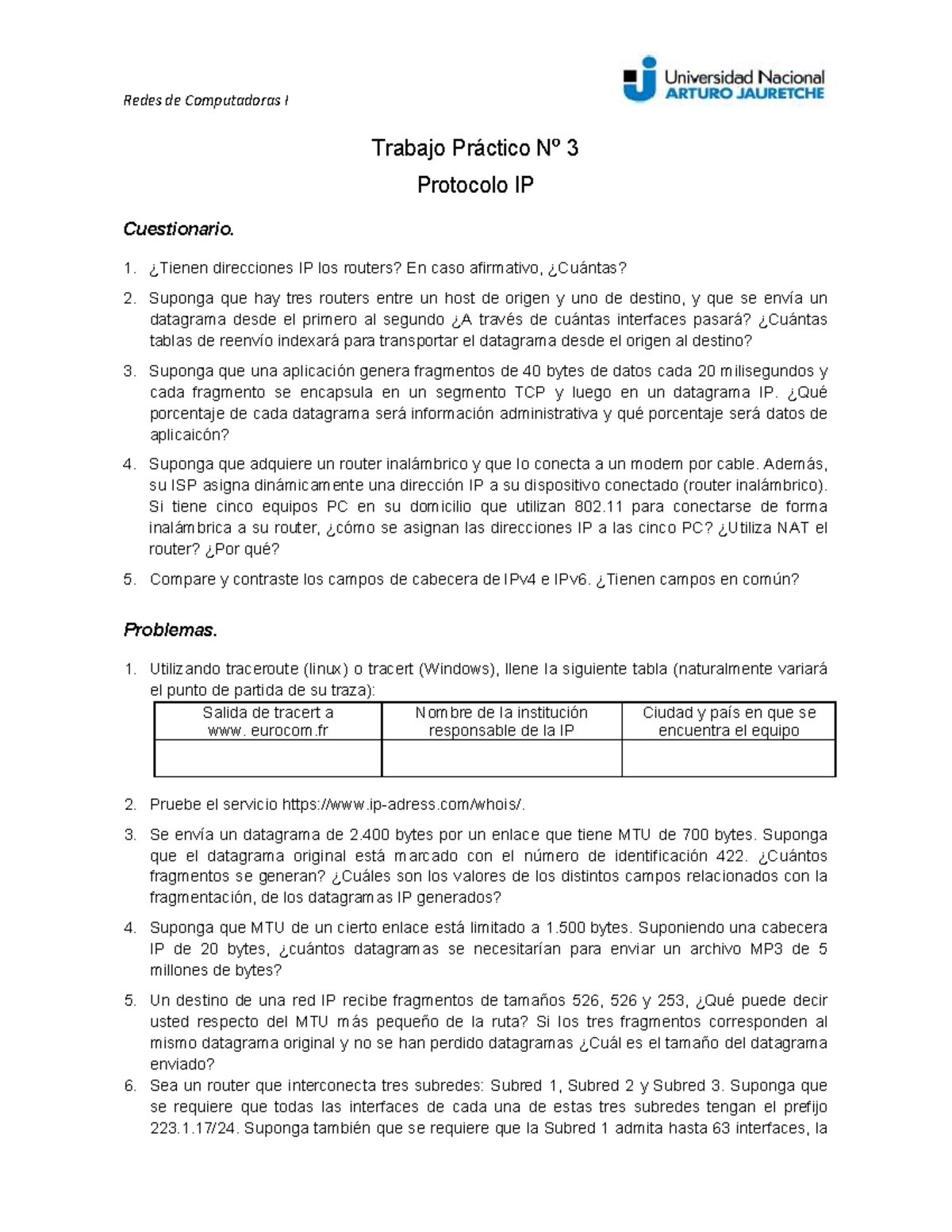 TPN 3 2019 - Practica Nro 3 De Redes De Computadora - Warning: TT ...