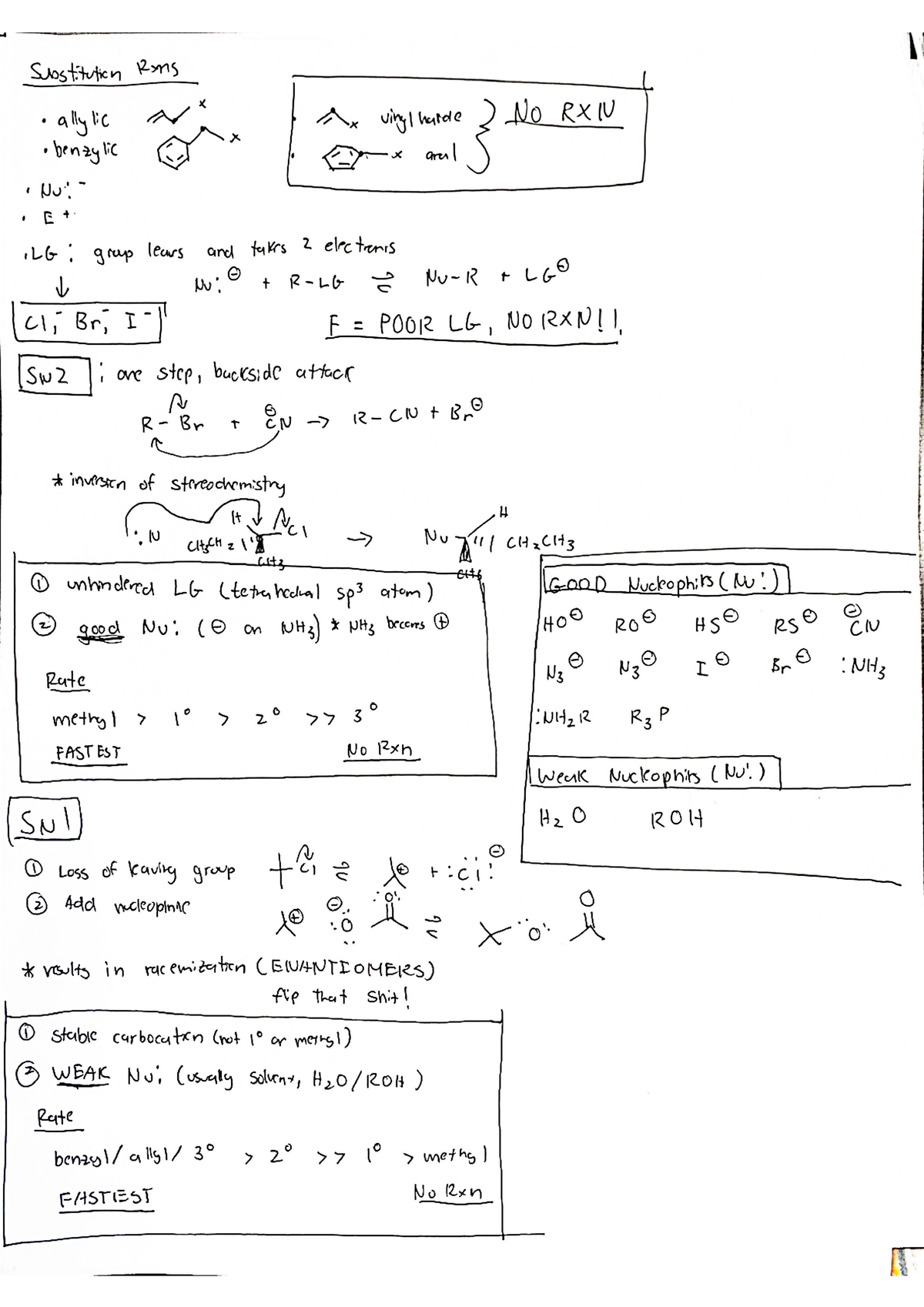 Substitution rxn notes - CHM 314 - Studocu