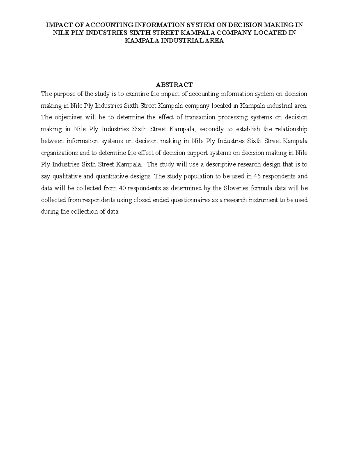 for research methods - IMPACT OF ACCOUNTING INFORMATION SYSTEM ON ...