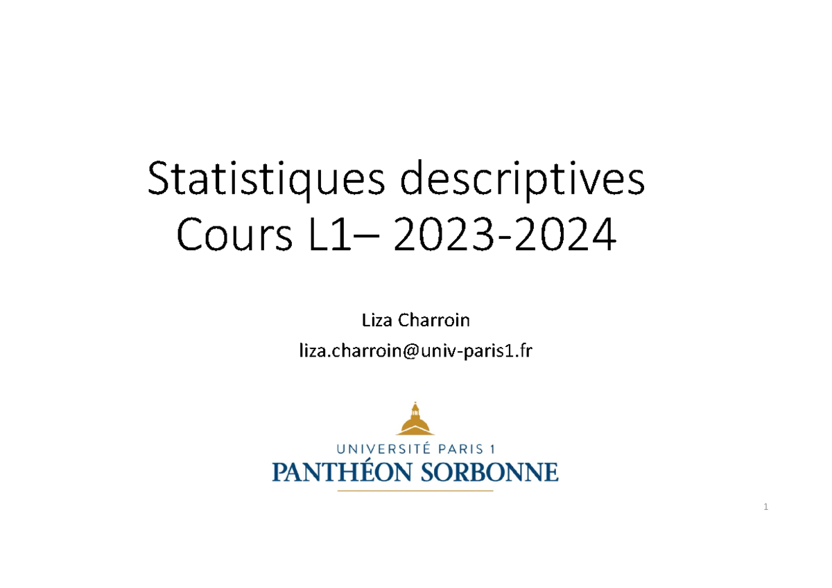 Statistiques Descriptives Chap 1 - Partie 2 (suite Et Fin Du Chap ...