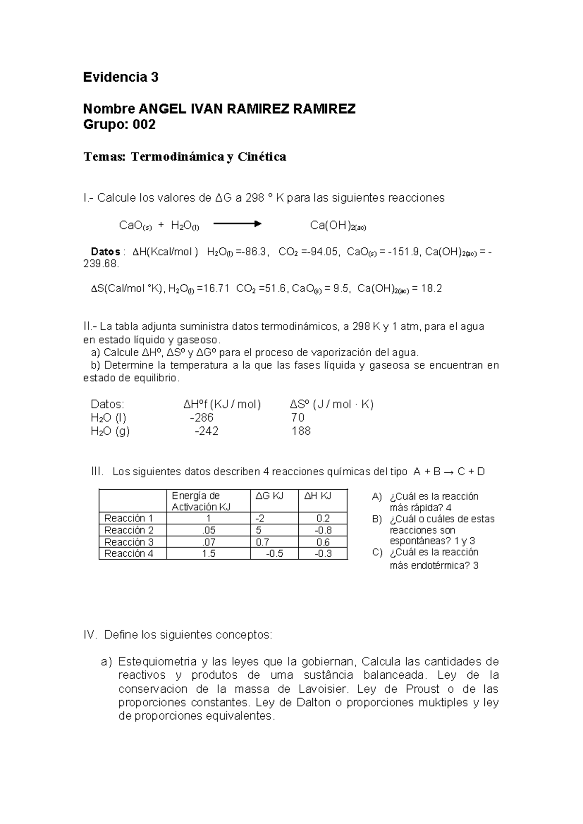 Evidencia 3-Quimica - Evidencia 3 Nombre ANGEL IVAN RAMIREZ RAMIREZ ...