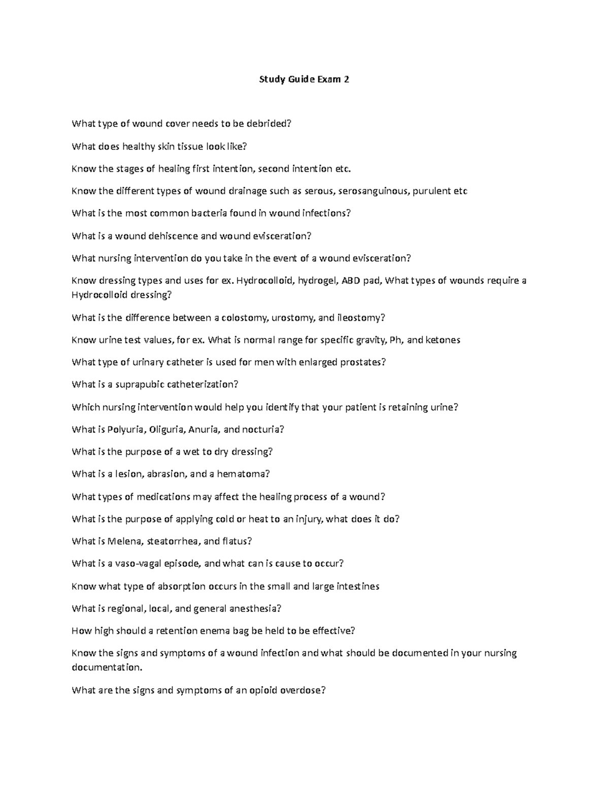 Exam 2 study guide 2023 tes review Study Guide Exam 2 What type of