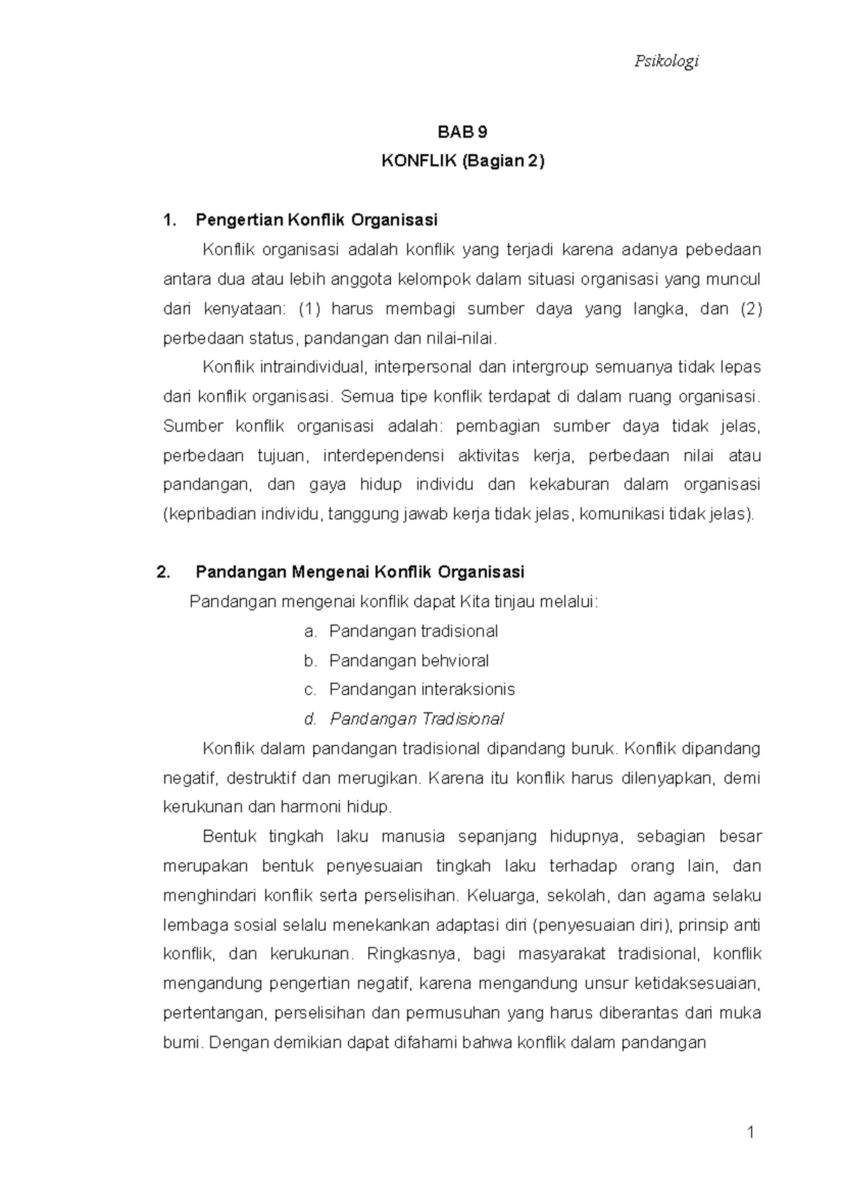 BAB 9 - A. Pandangan Tradisional B. Pandangan Behvioral C. Pandangan ...