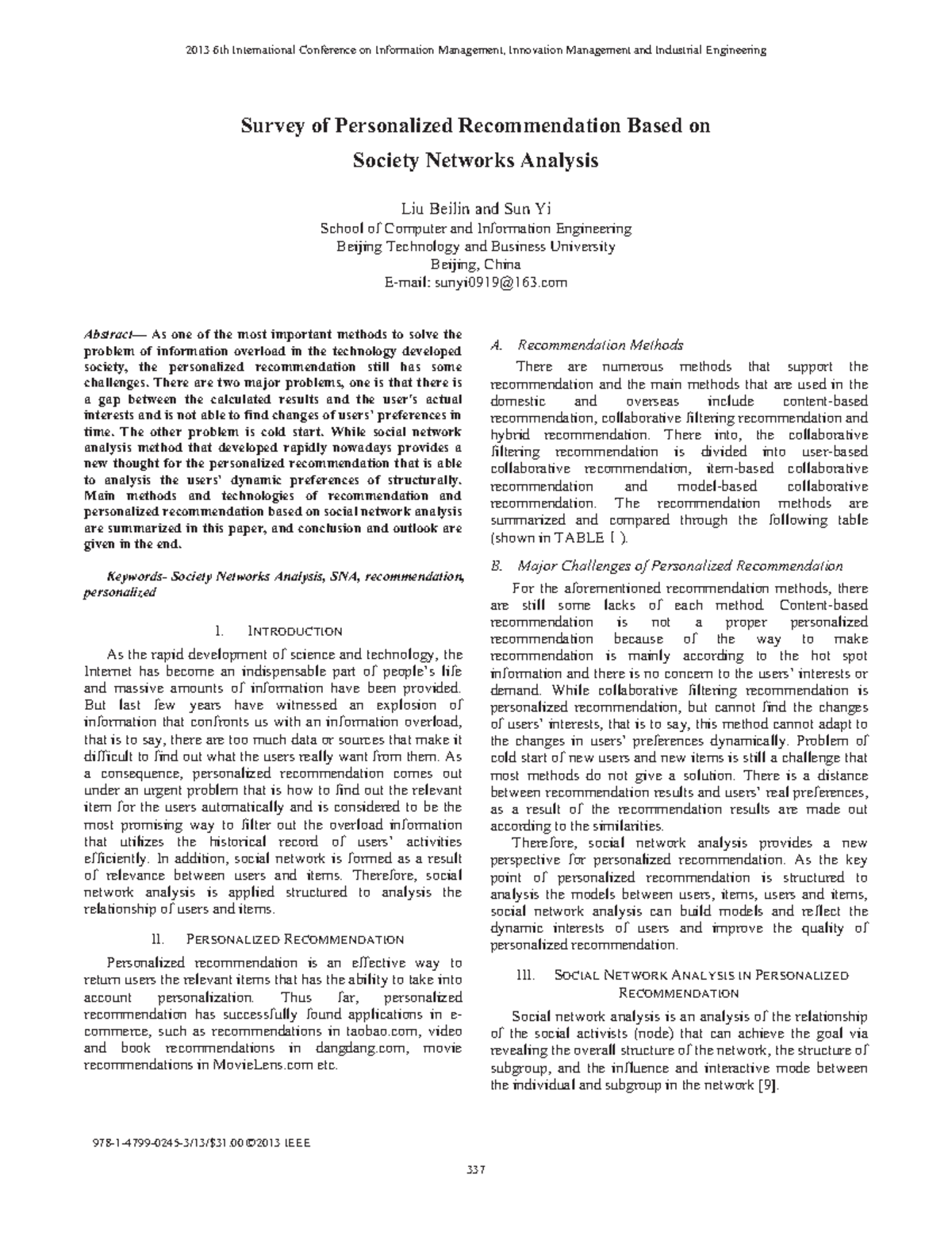 Survey Of Personalized Recommendation Based On Society Networks ...