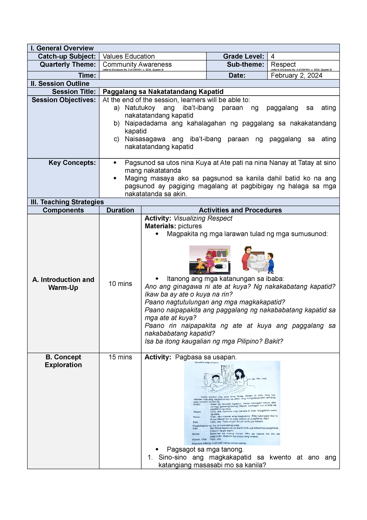 Grade 4 ValuesED English Filipino Health AP CatchUP Friday 2024 I