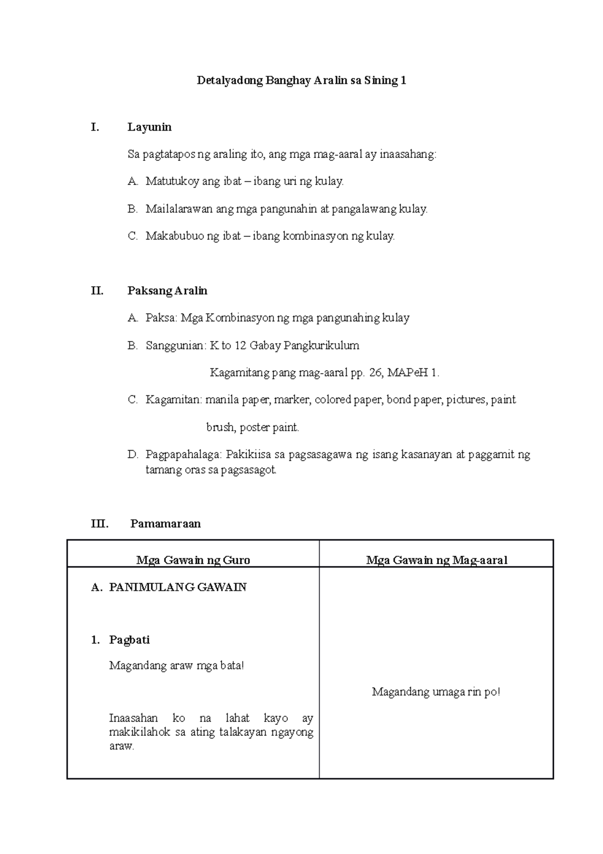 What Are The 5 Parts Of Detailed Lesson Plan