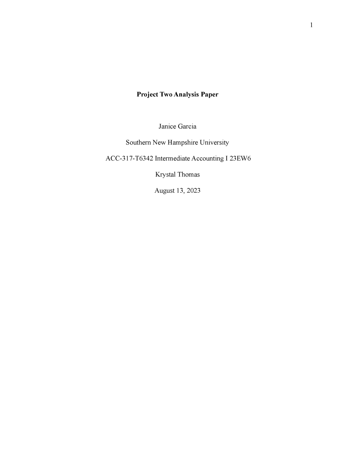 ACC 317 Project Two Analysis Paper - Project Two Analysis Paper Janice ...