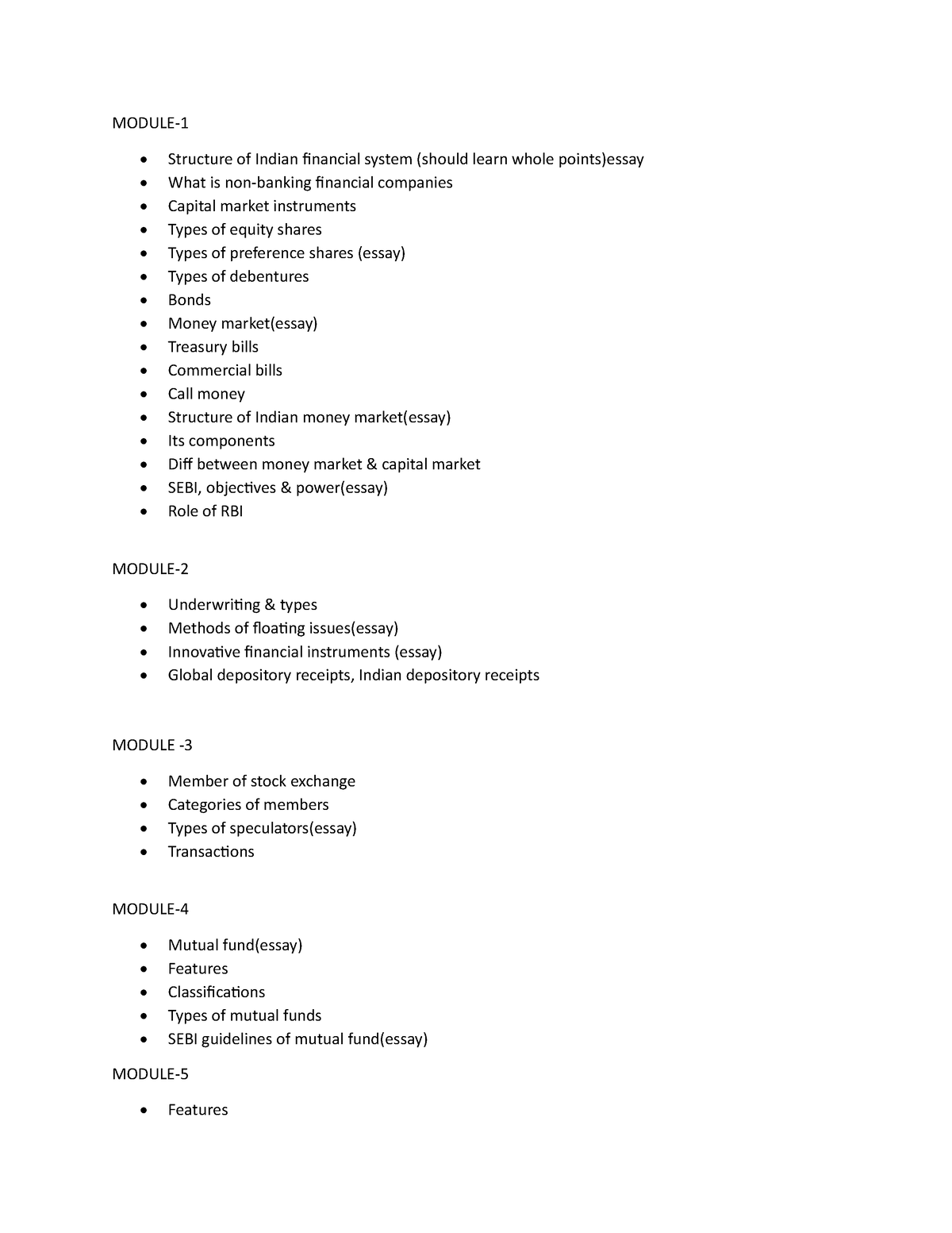 IMP Portions,FMO - Nothing - MODULE- 1 Structure of Indian financial ...