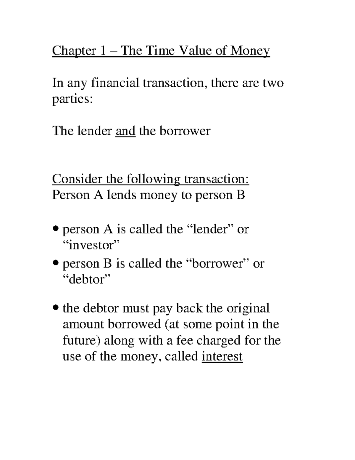 Section+1 - Lecture Notes 1-5 - Chapter 1 – The Time Value Of Money In ...