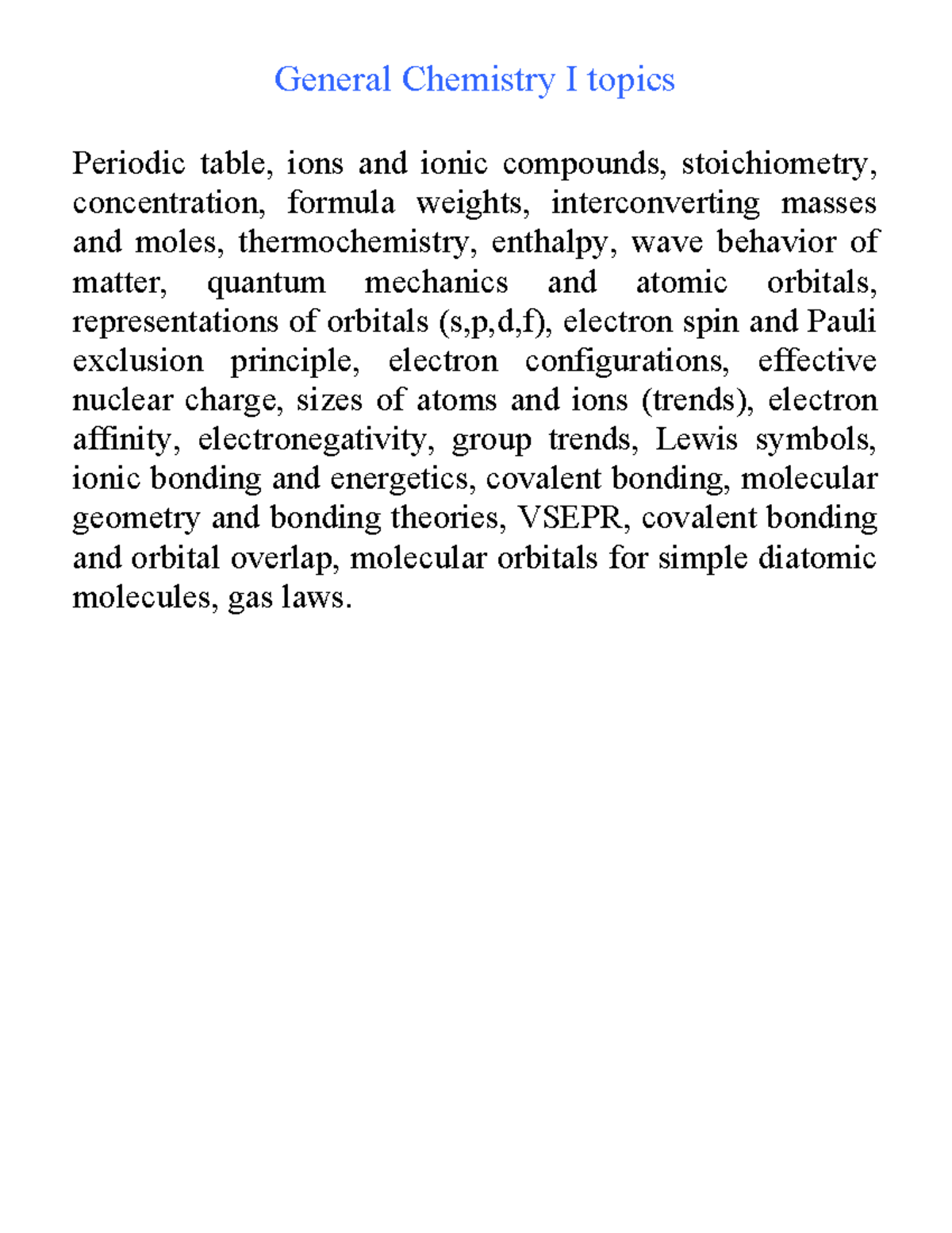 GCI-topics - GCI-topics - General Chemistry I topics Periodic table ...