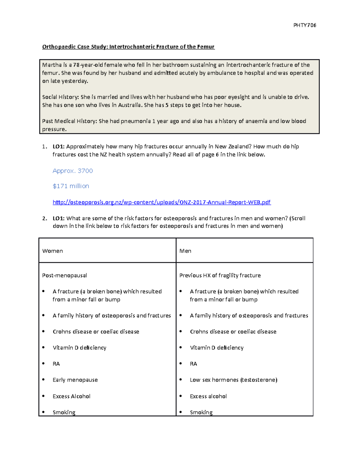 Acute Care week 9 - Orthopaedic Case Study Hip Fracture 2022 ...