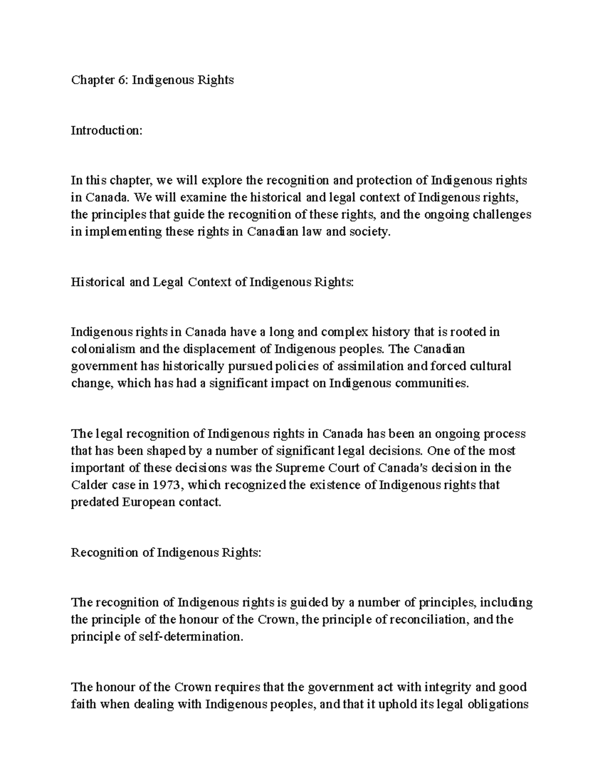 6 Constitutional Law LAWF 3010 - Chapter 6: Indigenous Rights ...