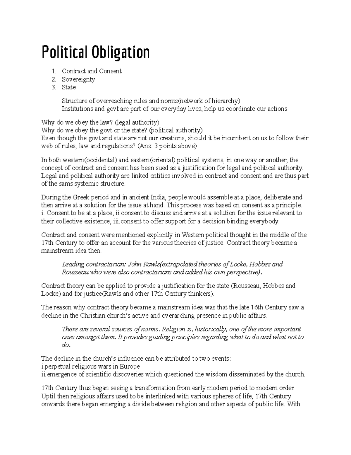 Political Obligation hello Political Obligation Contract and