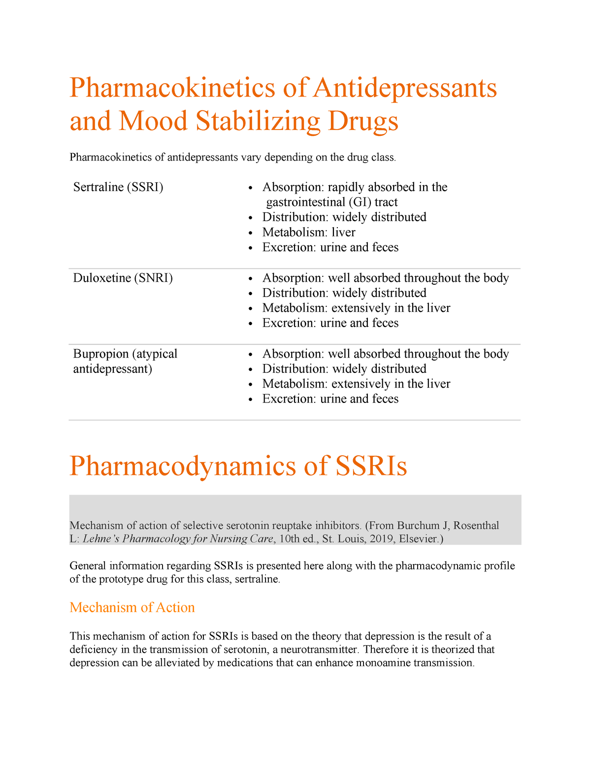 Pharmacokinetics Of Antidepressants And Mood Stabilizing Drugs ...