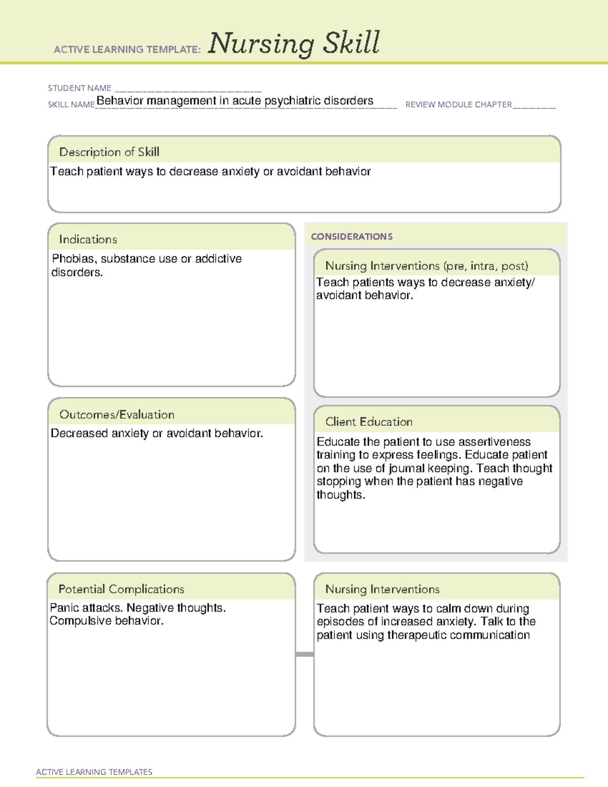 Behavior modification- nursing skill - NUR2230 - Studocu