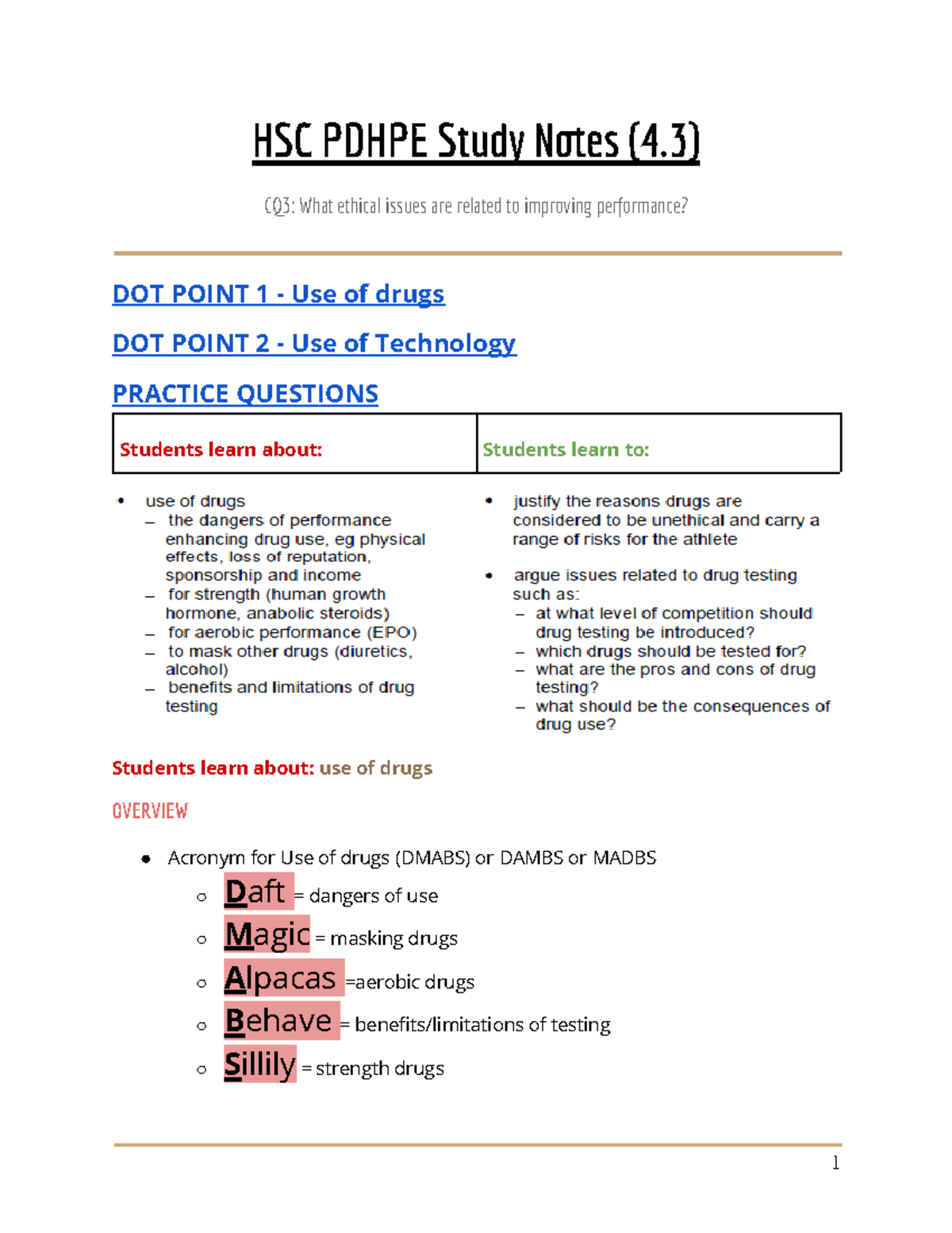 #4.3 HSC Pdhpe IP Notes - HSC PDHPE Study Nes (4) CQ3: What Ethical ...