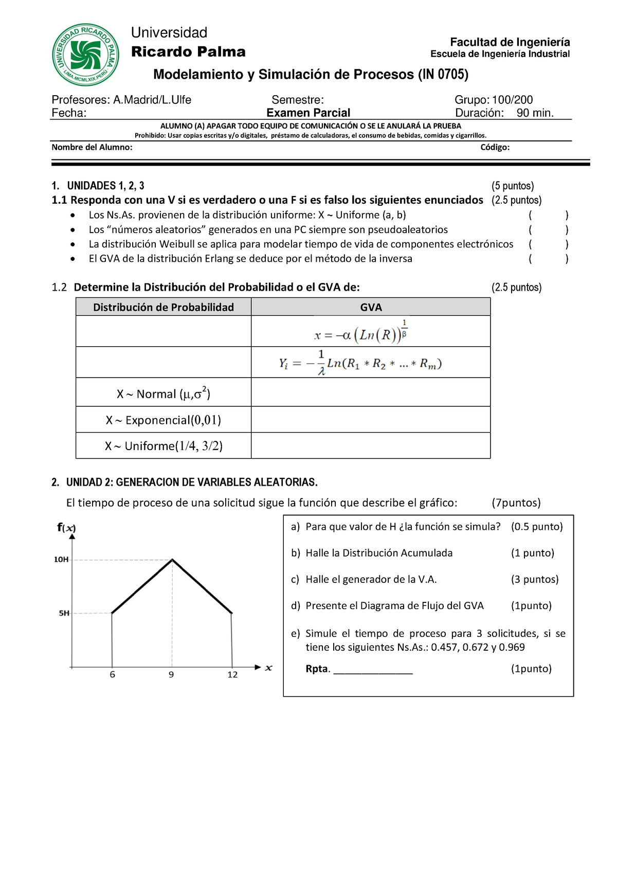 Parcial de URP curso modela Facultad de Ingeniería Escuela de