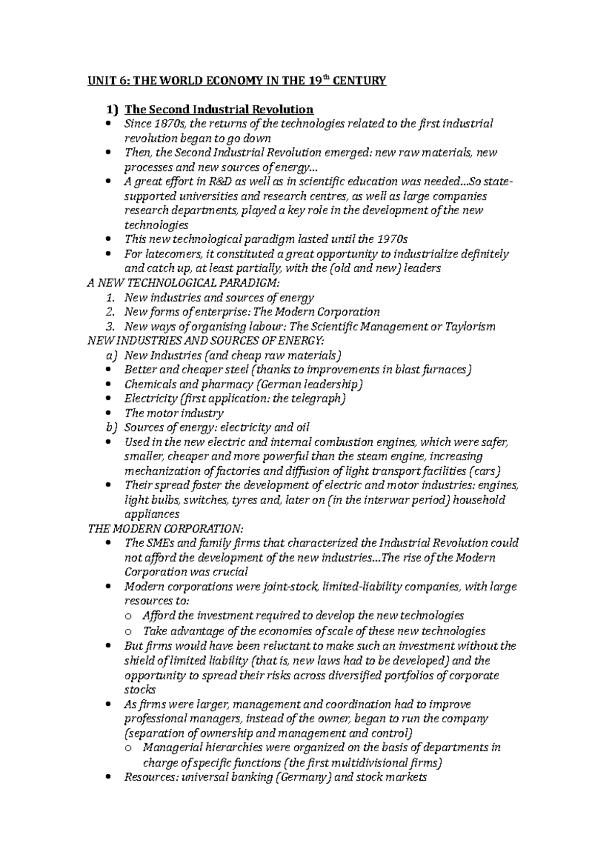 UNIT 6 Tema 6 economic history UNIT 6 THE WORLD ECONOMY IN THE