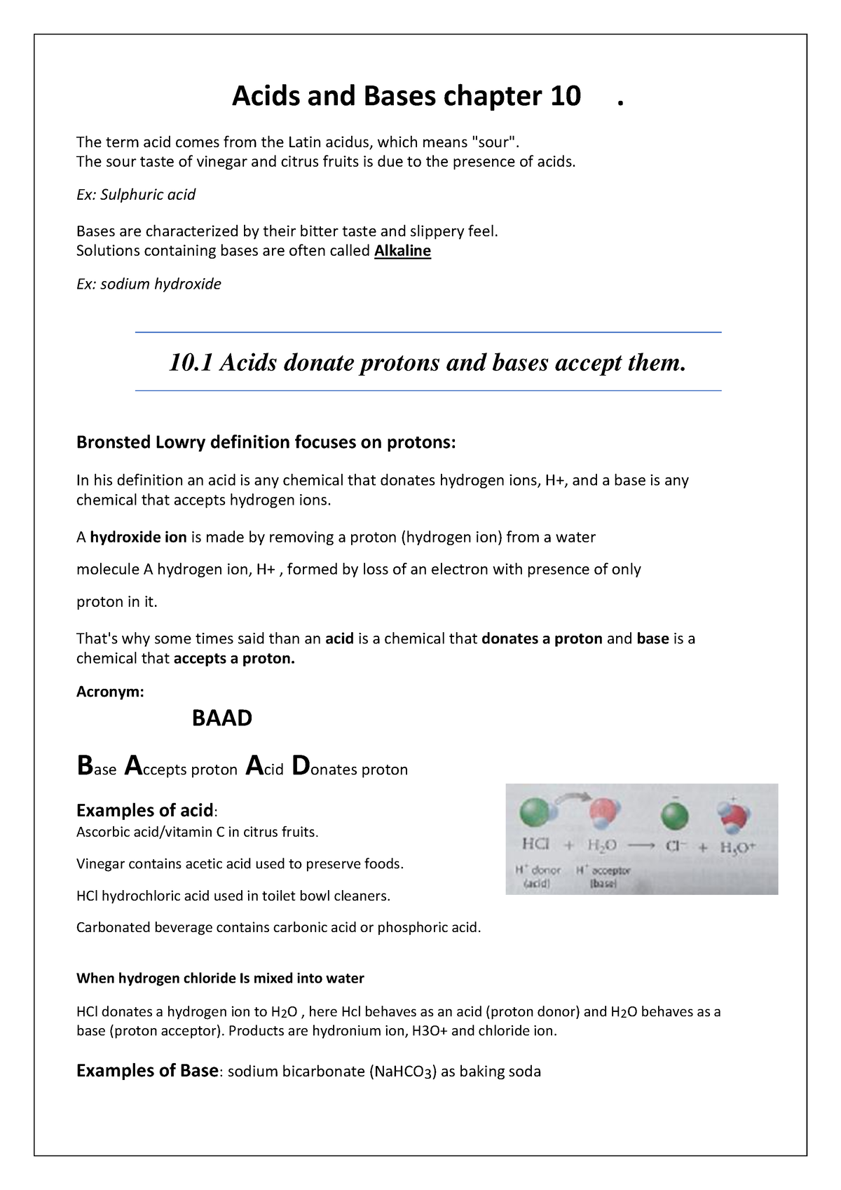 (3) Chapter 10 - Acids And Bases Summary Notes - Chemistry Engineering ...