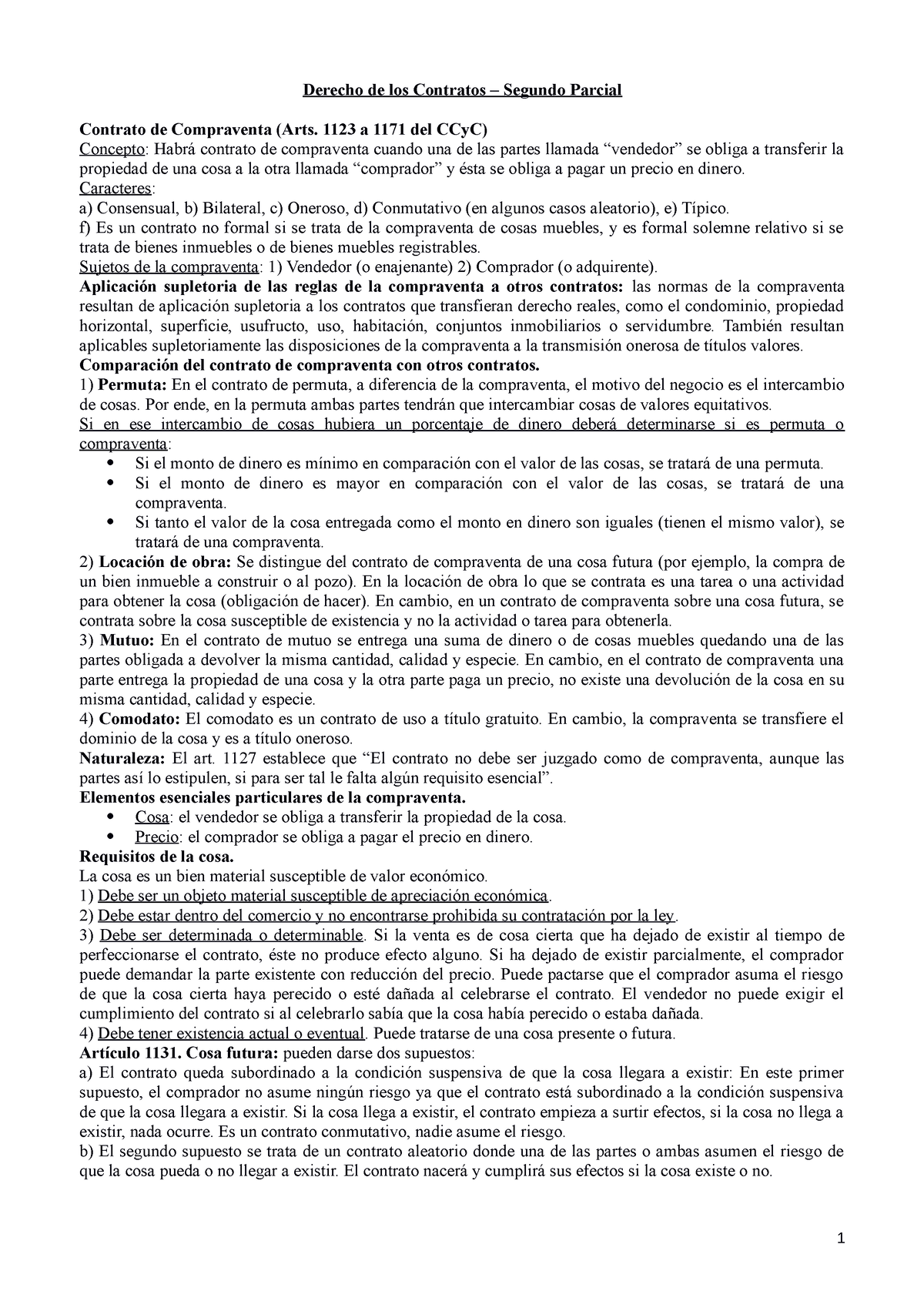 Resumen Segundo Parcial Derecho De Los Contratos Derecho De Los Contratos Segundo Parcial 5824