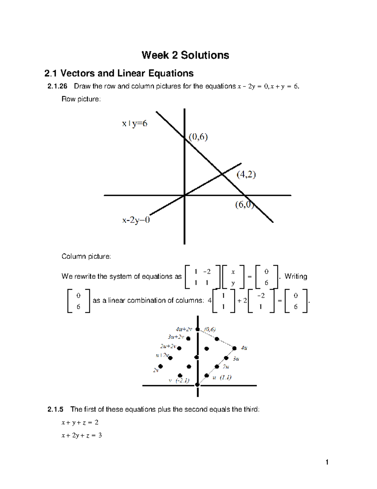 Week2Practice Problems Solutions - Week 2 Solutions 2 Vectors and ...
