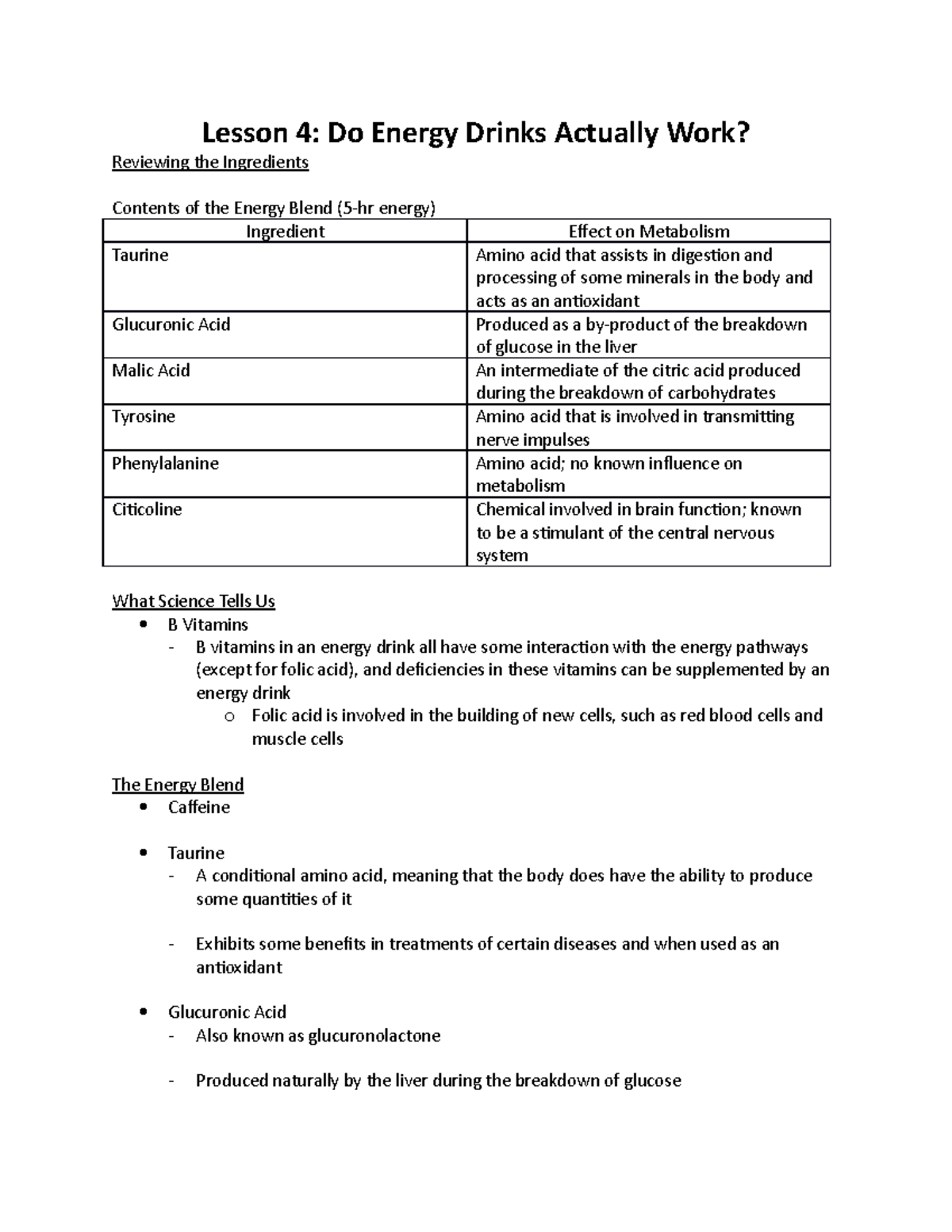 Lesson 4 Do Energy Drinks Actually Work Studocu