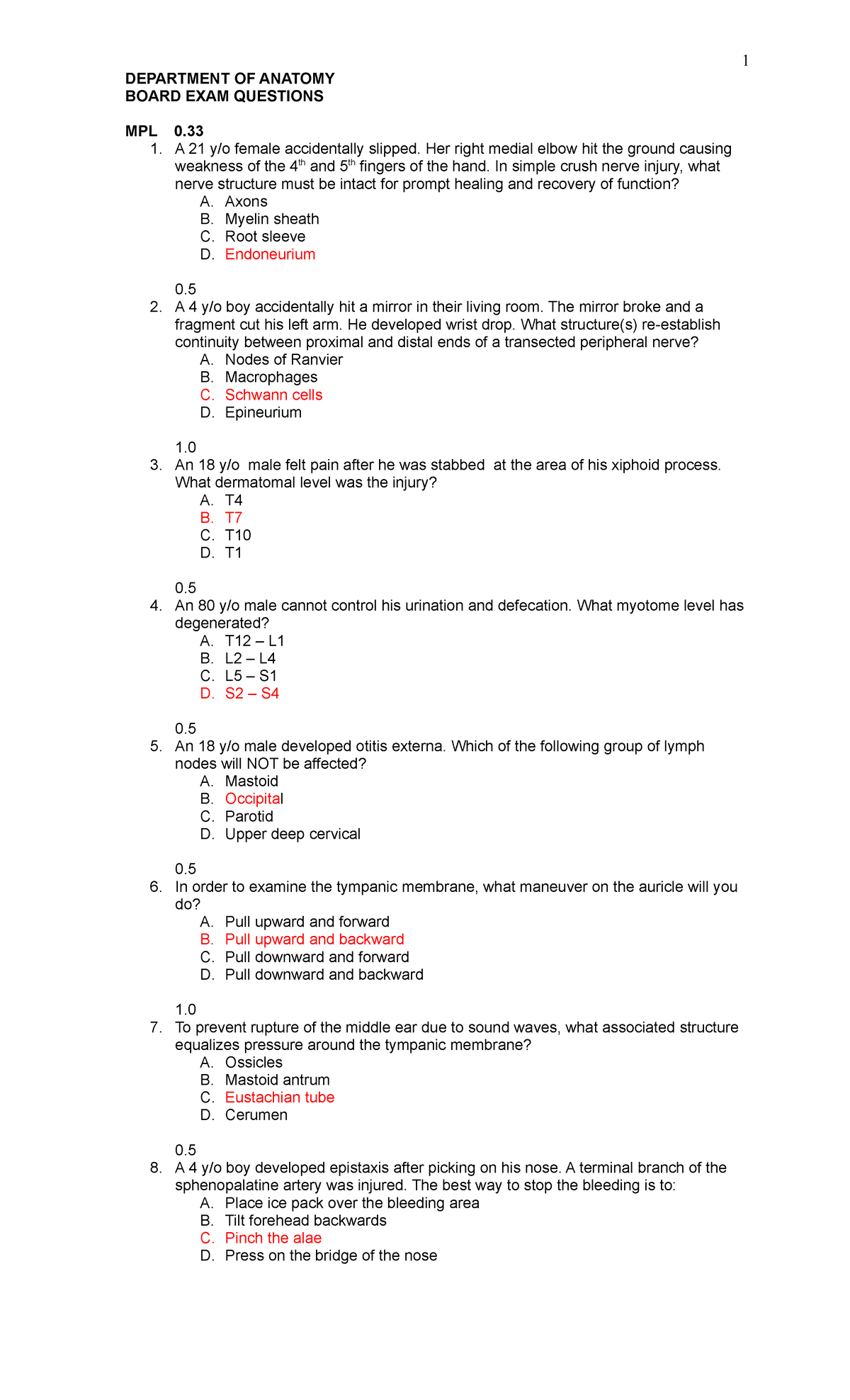 BEQ-questions - questions - DEPARTMENT OF ANATOMY BOARD EXAM QUESTIONS ...