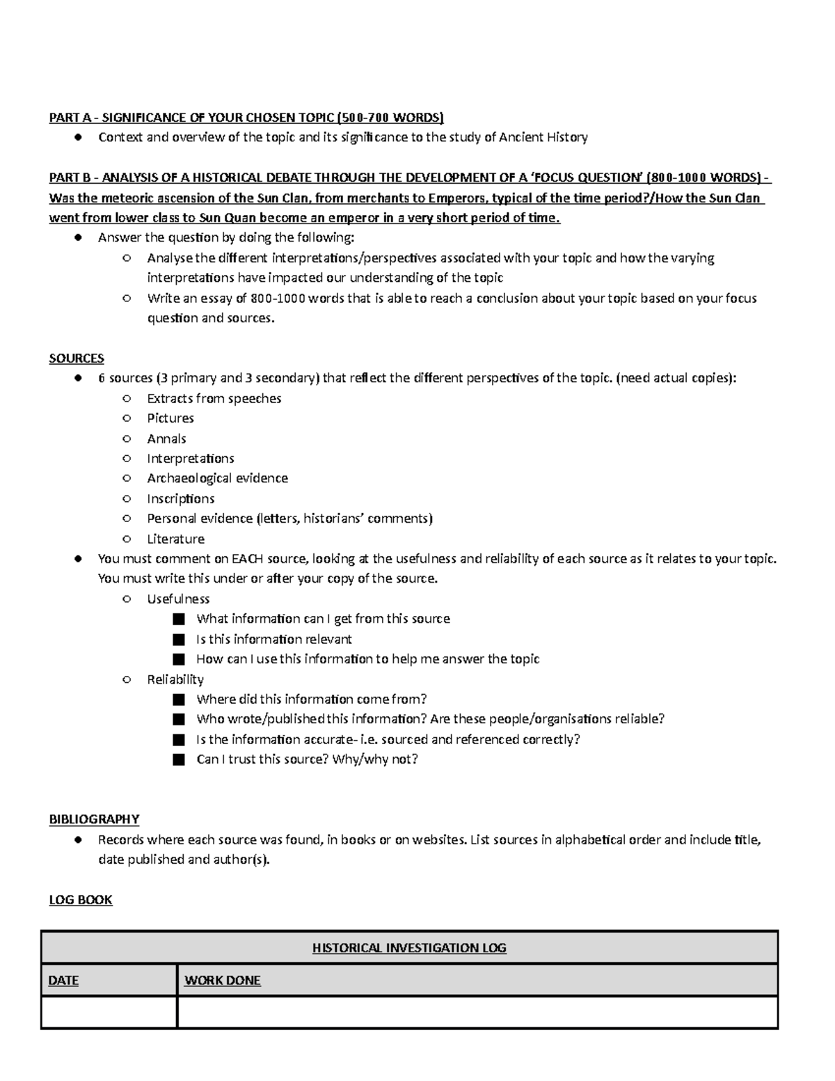 history notes 2020 - PART A - SIGNIFICANCE OF YOUR CHOSEN TOPIC (500 ...