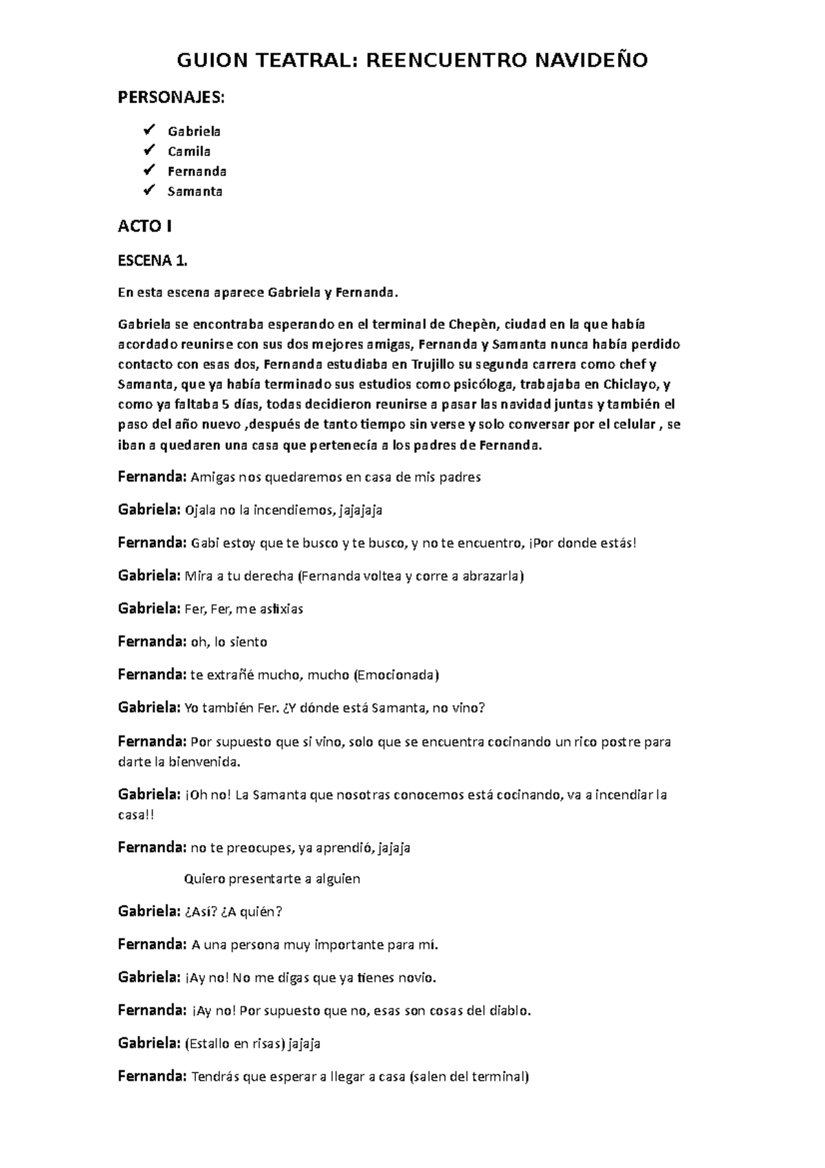 Guion Teatral - Espero y les ayude - GUION TEATRAL: REENCUENTRO ...