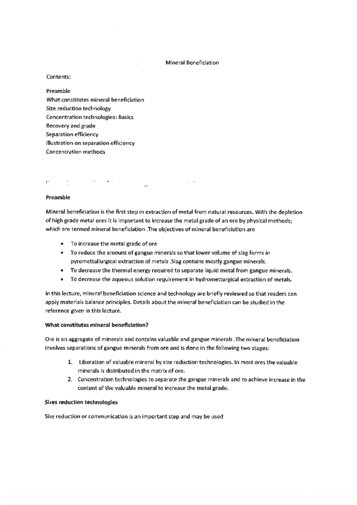 mineral beneficiation using concentration technologies - BPML20 - Studocu