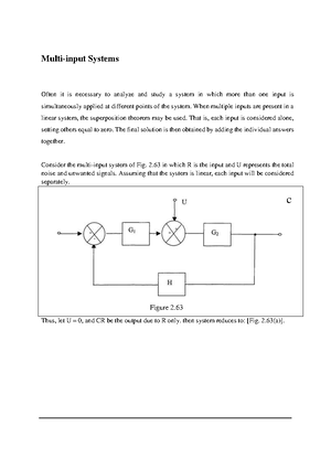 Multi-input Systems - Lecture notes 11