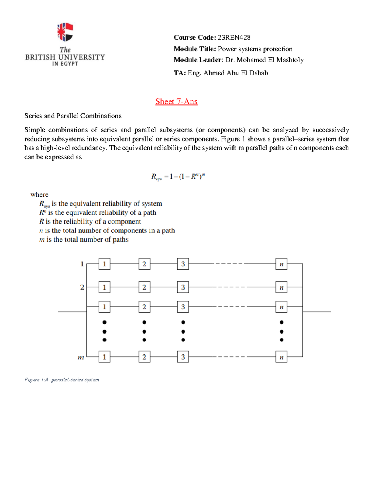 Sheet 7 - we like to wear clothes - Module Title: Power systems ...