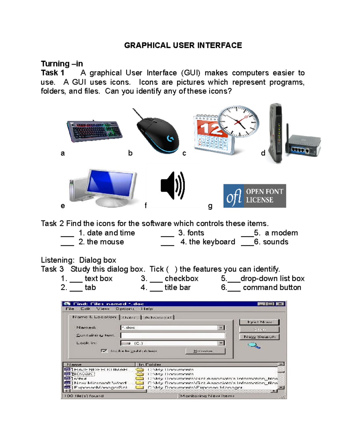 Graphical USER Interface - GRAPHICAL USER INTERFACE Turning –in Task 1 ...