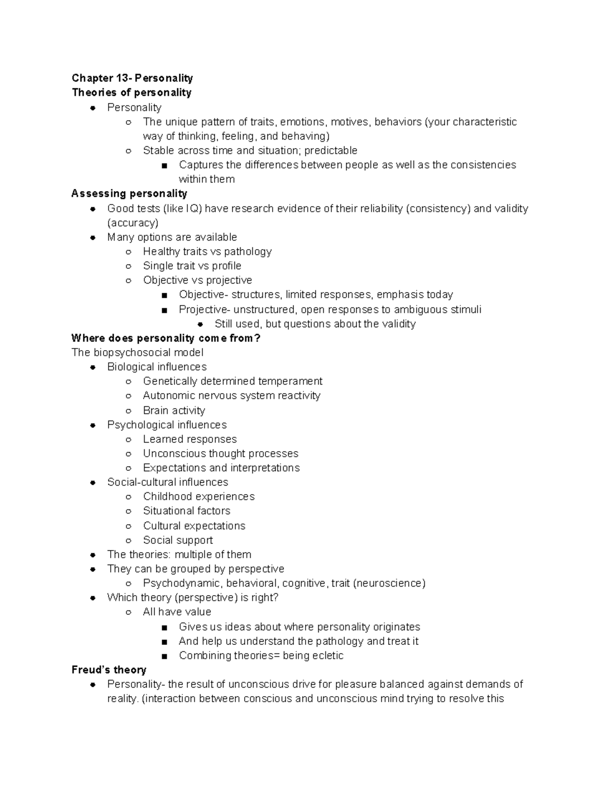 Chapter 13 personality - Chapter 13- Personality Theories of ...