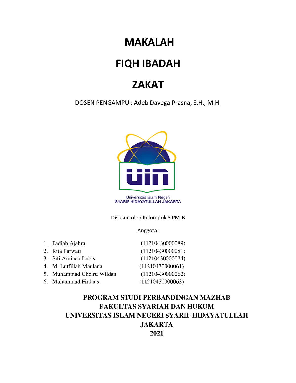 Fiqh Ibadah Bab Zakat - MAKALAH FIQH IBADAH ZAKAT DOSEN PENGAMPU : Adeb ...