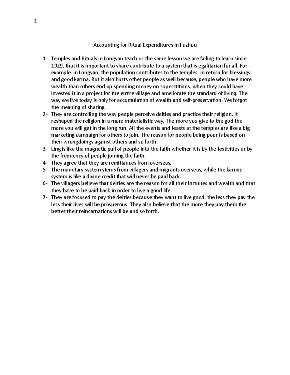 Economic religion - Online Assignments - 1 Accounting for Ritual ...