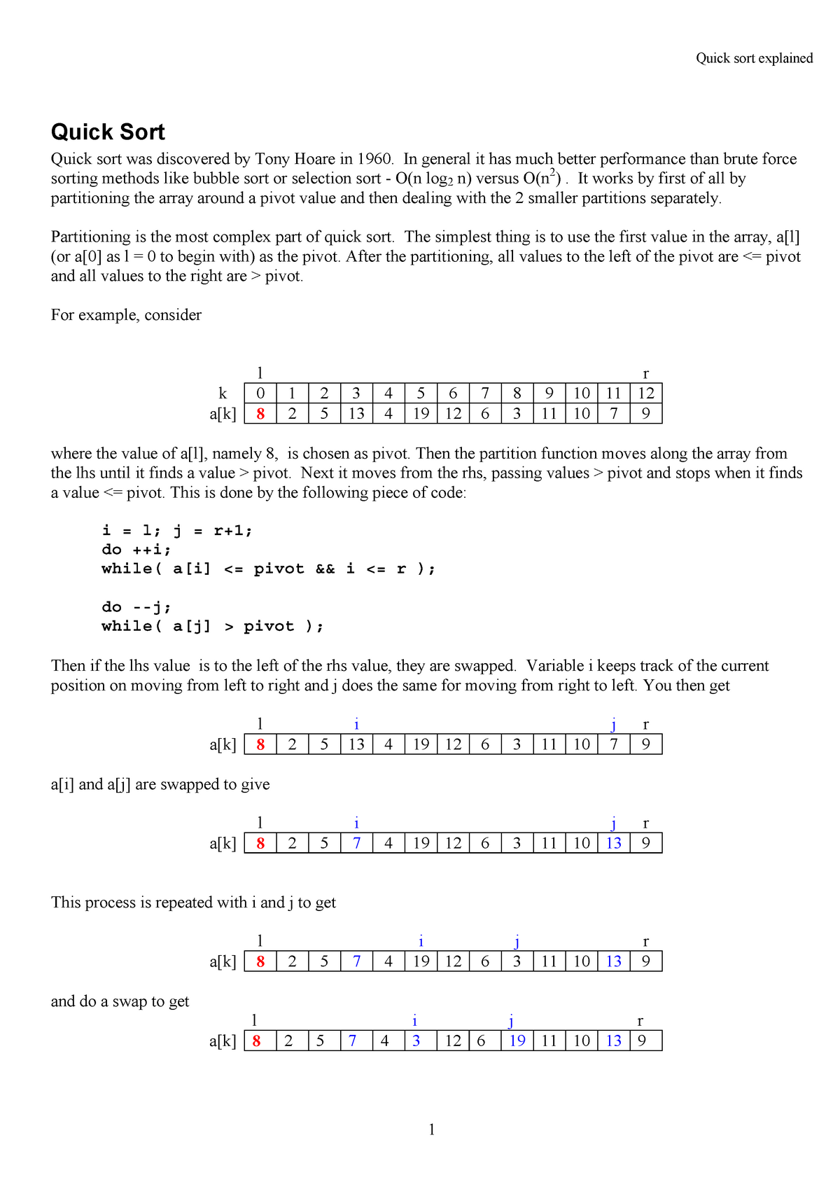 write an essay on quick sort