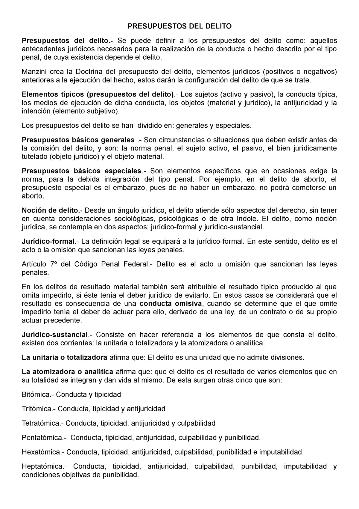 00 Presupuestos Del Delito Presupuestos Del Delito Presupuestos Del Delito Se Puede Definir 4961