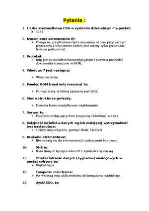 Przykładowe Kolokwium Nr I - Kolokwium Nr I Przykładowe Kolokwium Nr 1 ...