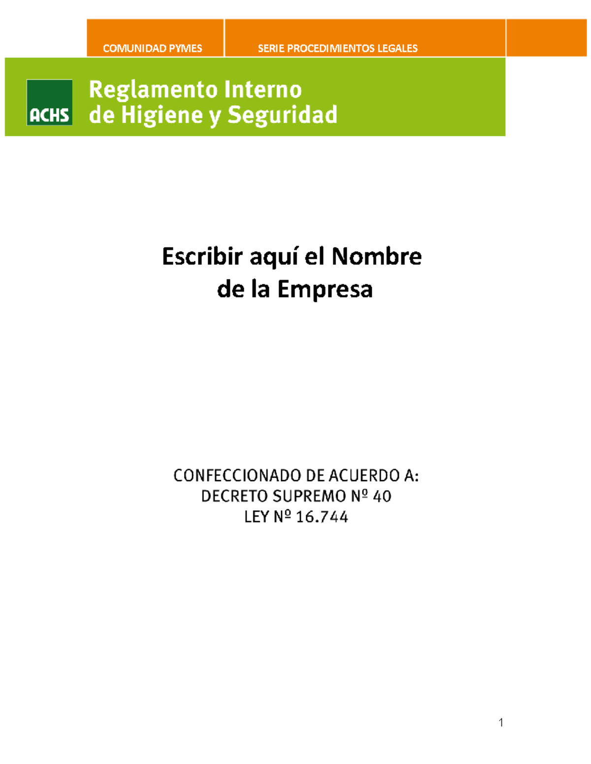 Reglamento Interno De Higiene Y Seguridad Actualizado - COMUNIDAD PYMES ...