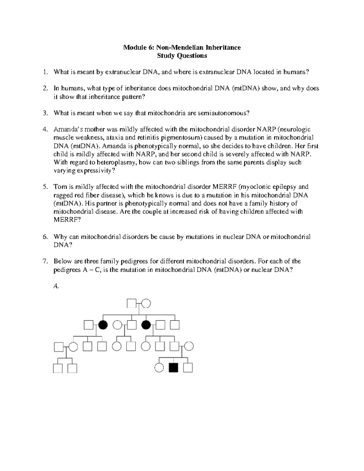 Module 6- Non-Mendelian Inheritance- Study questions - Module 6: Non ...