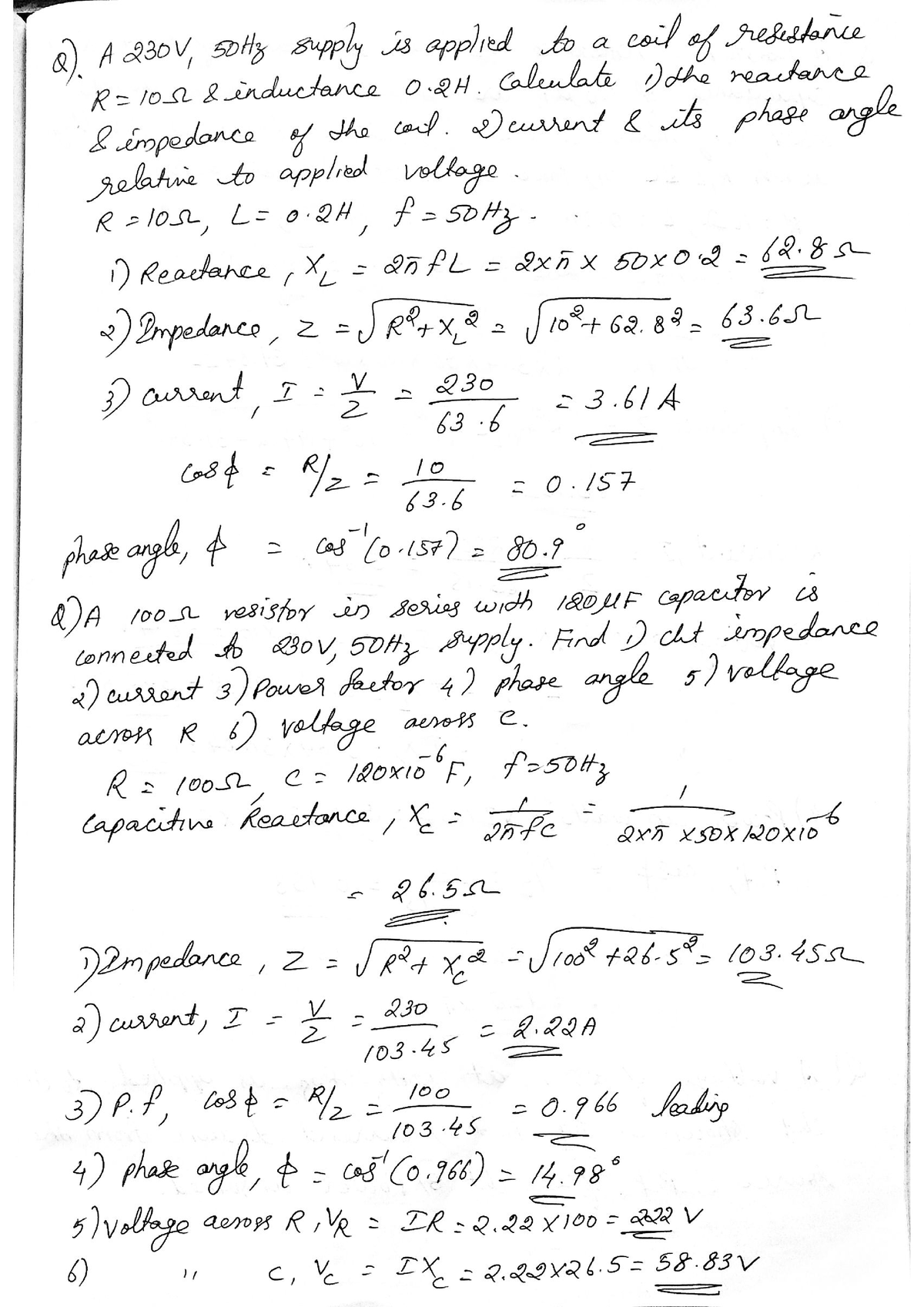 Problems on ac part3 - Basic electrical engineering - Studocu