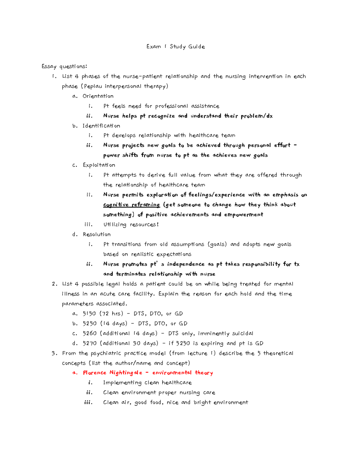 MH exam 1 study guide - Exam 1 Study Guide Essay questions: List 4 ...