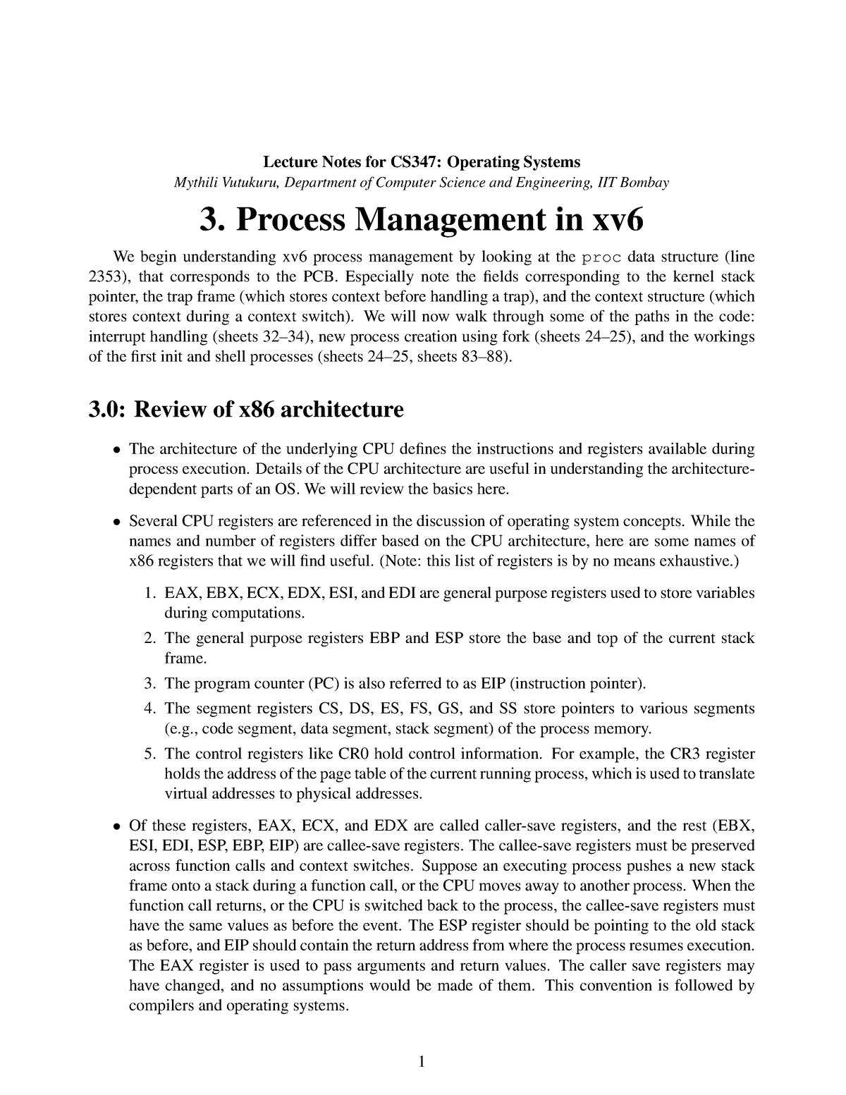 03-xv6-process - Operating Systems - Lecture Notes For CS347: Operating ...