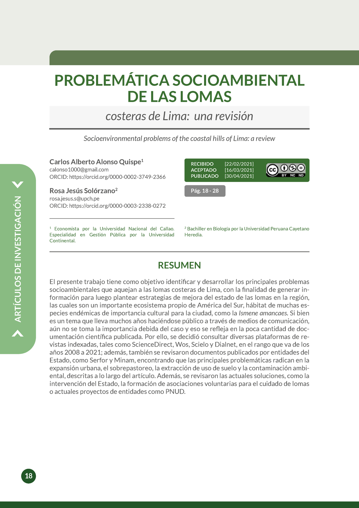 Las Lomas Costeras Del Perú - ARTÍCULOS DE INVESTIGACIÓN El Presente ...