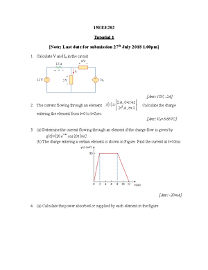 Tutorial 2 - Practice questions - Electric Circuits - Studocu