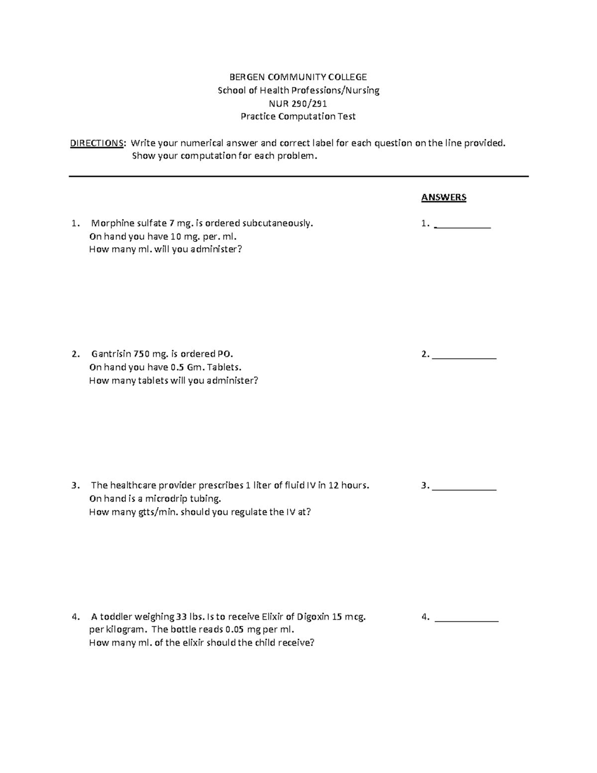 Practice Pharmacology - NUR 332 - Studocu